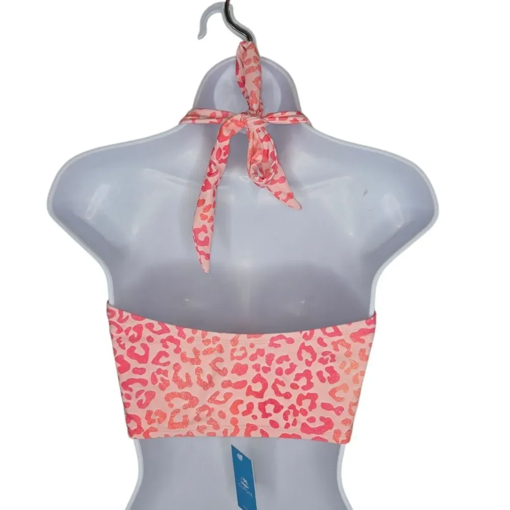 Cupshe NWT Pink Leopard Print Halter Bikini Top MEDIUM